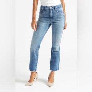 Good American Blue Straight Cut Denim Cotton Blend Distressed Jean 6/28